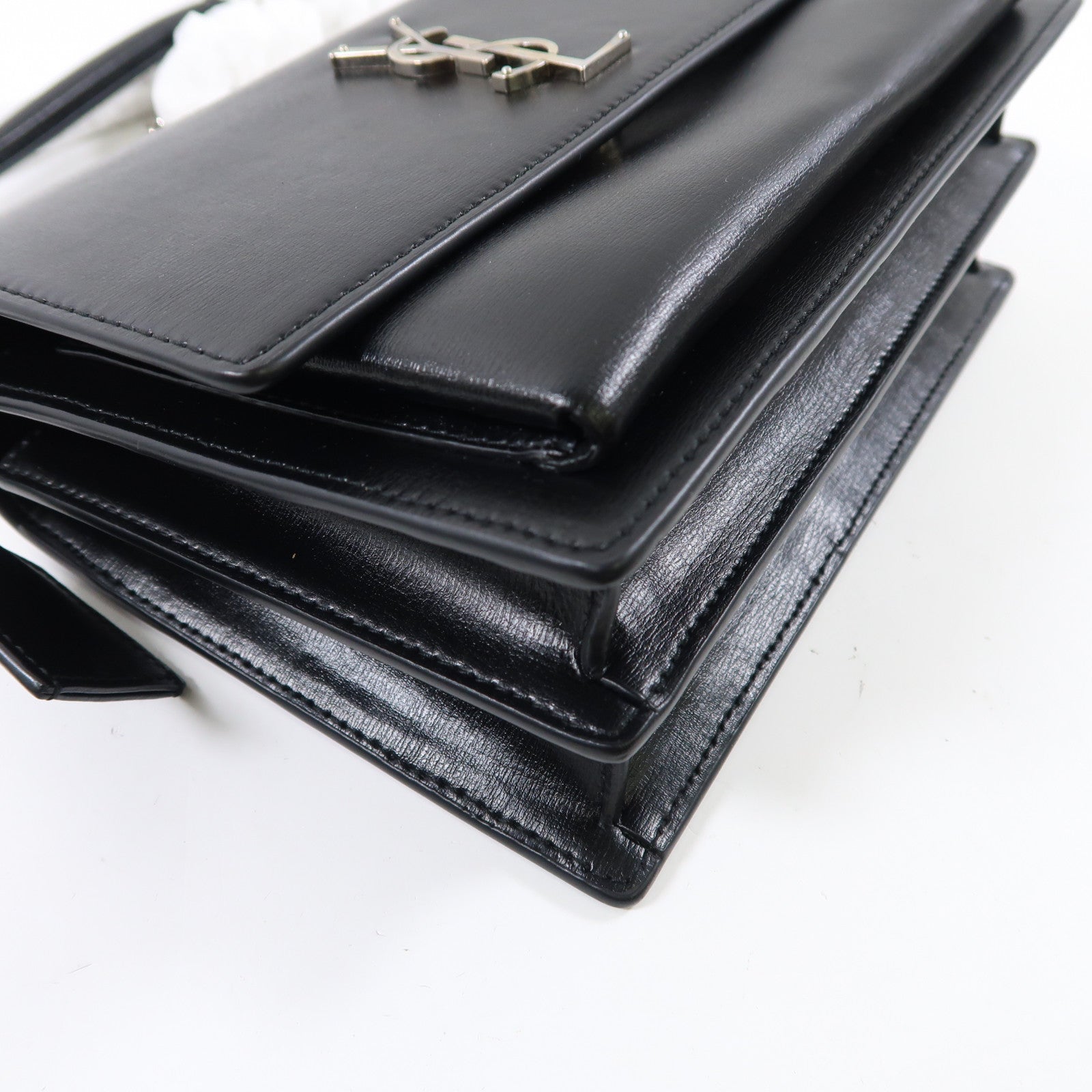 SAINT LAURENT 牛皮皮革Sunset Medium銀扣鏈帶肩背袋