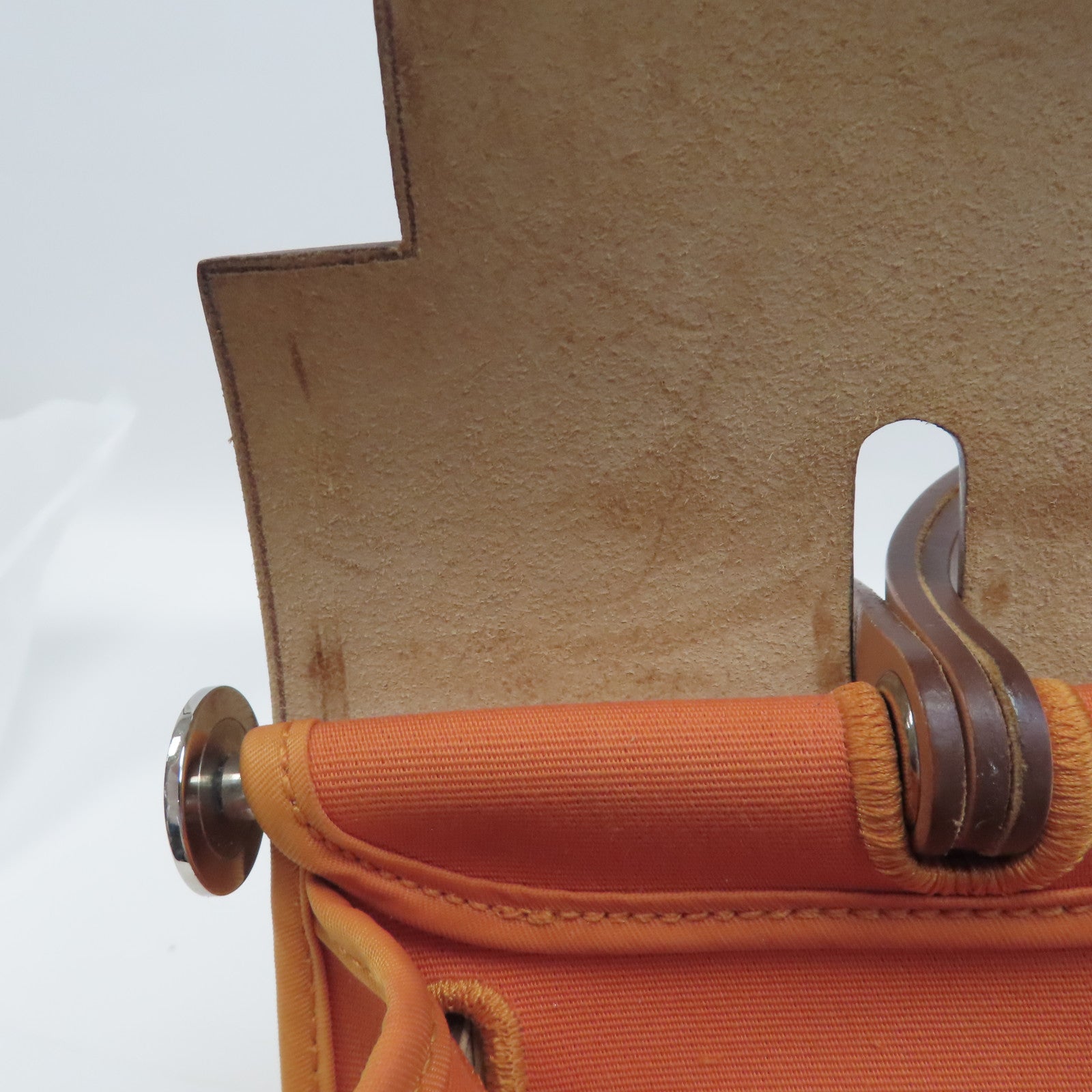 HERMES 帆布Herbag PM銀扣手挽肩背兩用袋橙色