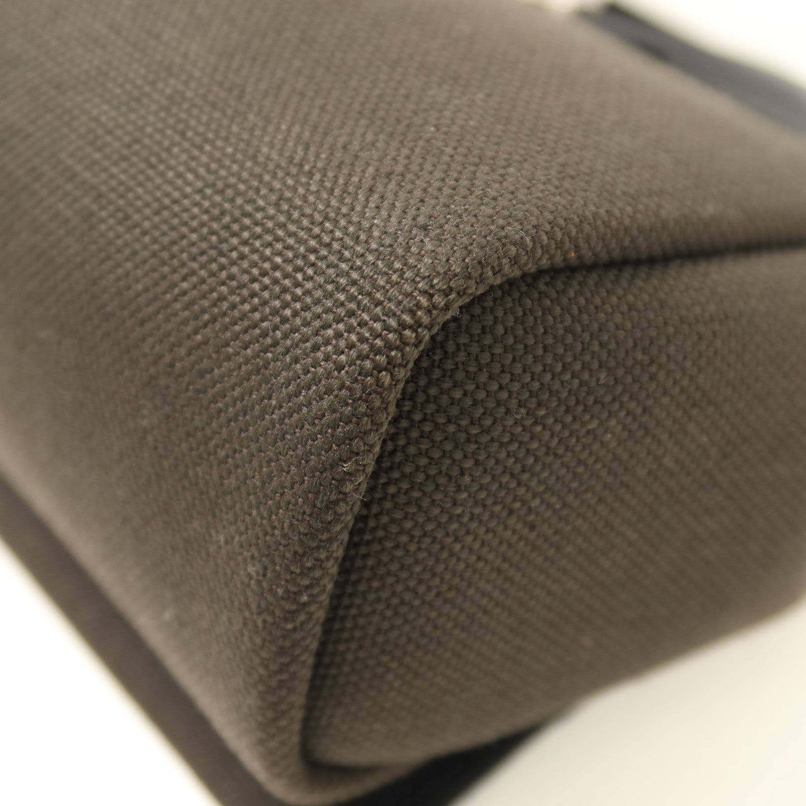HERMES 帆布Mini Herbag銀扣肩背袋Vert de Gris/Noir