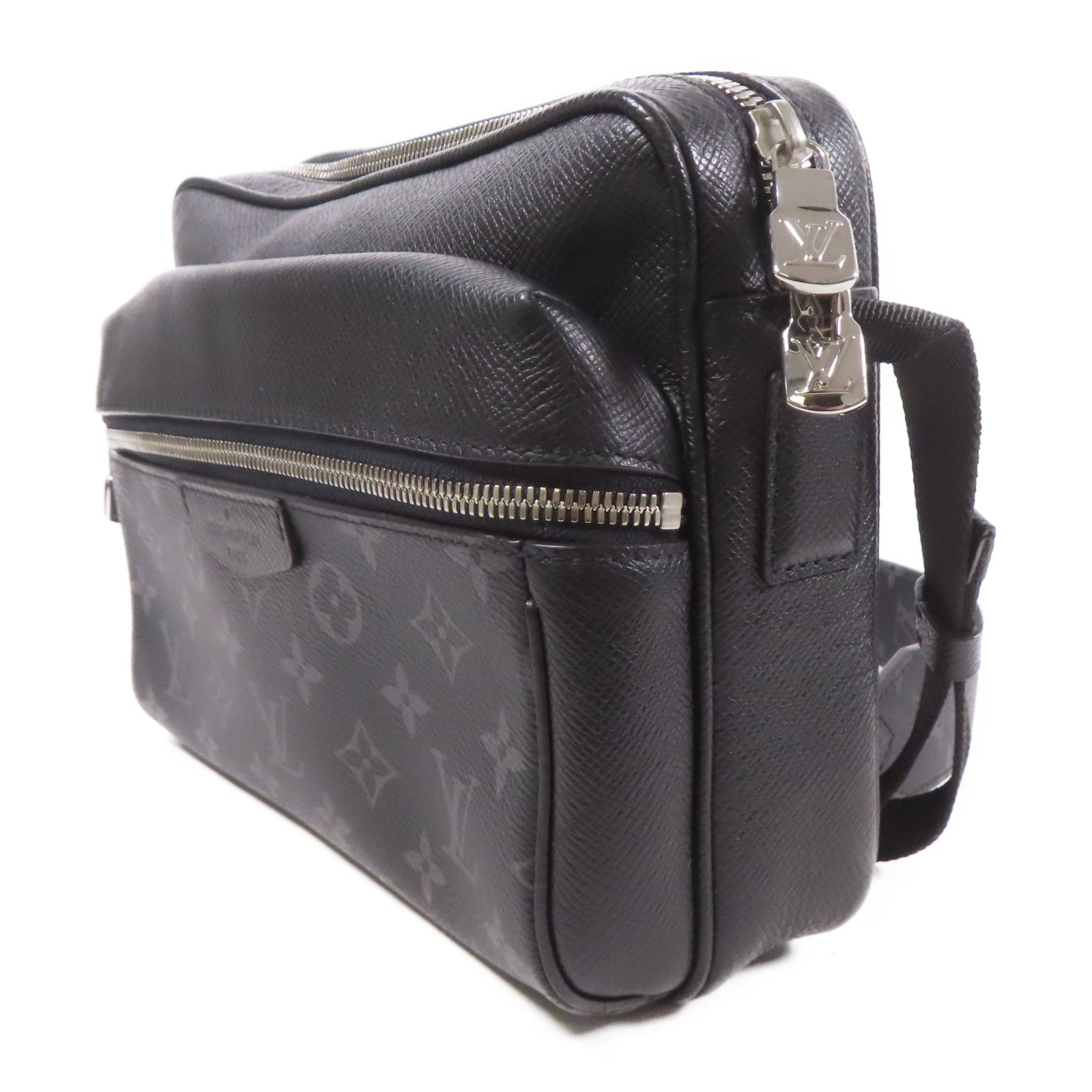 LOUIS VUITTON Monogram Eclipse/Taiga Outdoor Messenger銀扣肩背袋