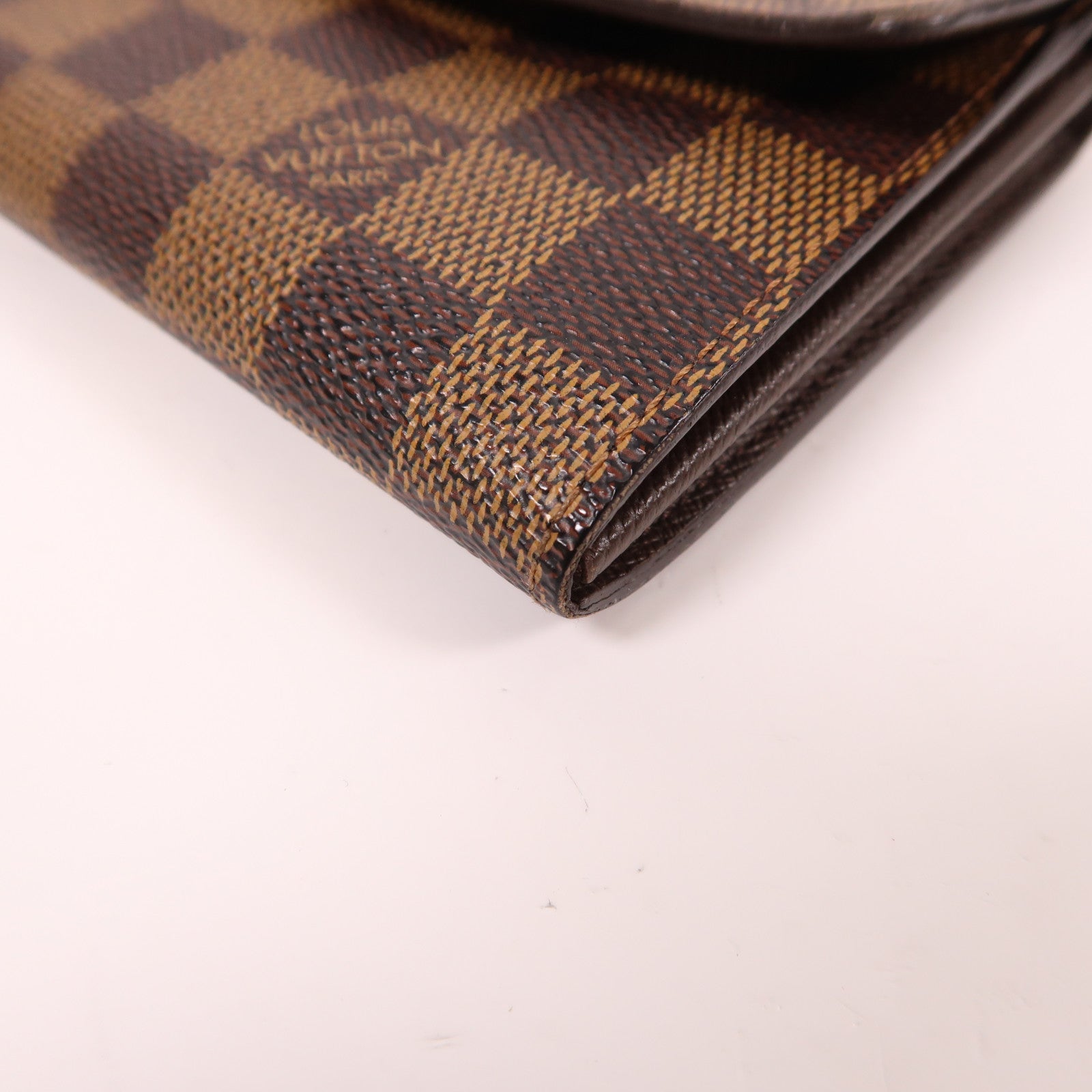 LOUIS VUITTON Damier Ebene Long Wallet金扣長錢包啡色