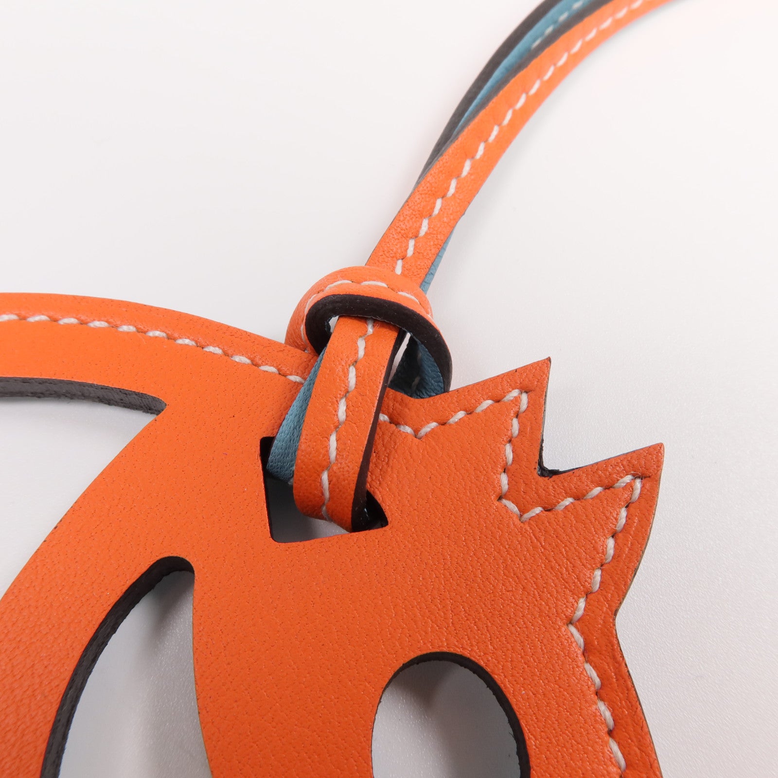 HERMES Swift皮革Horse Charm掛飾Plomb/Orange Poppy
