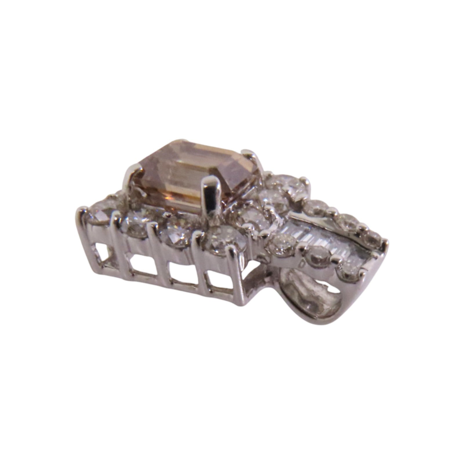 JEWELRY PT950鉑金Brown Diamond Pendant Top鑽石吊墜頭扣