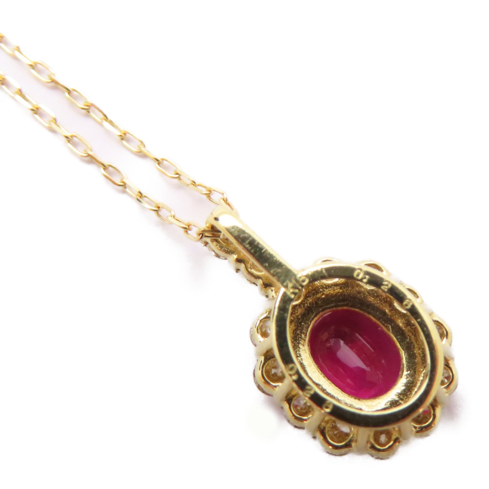 JEWELRY 【激減優惠】18K黃金Ruby Diamond Necklace 0.28ct紅寶石/0.26ct鑽石項鍊
