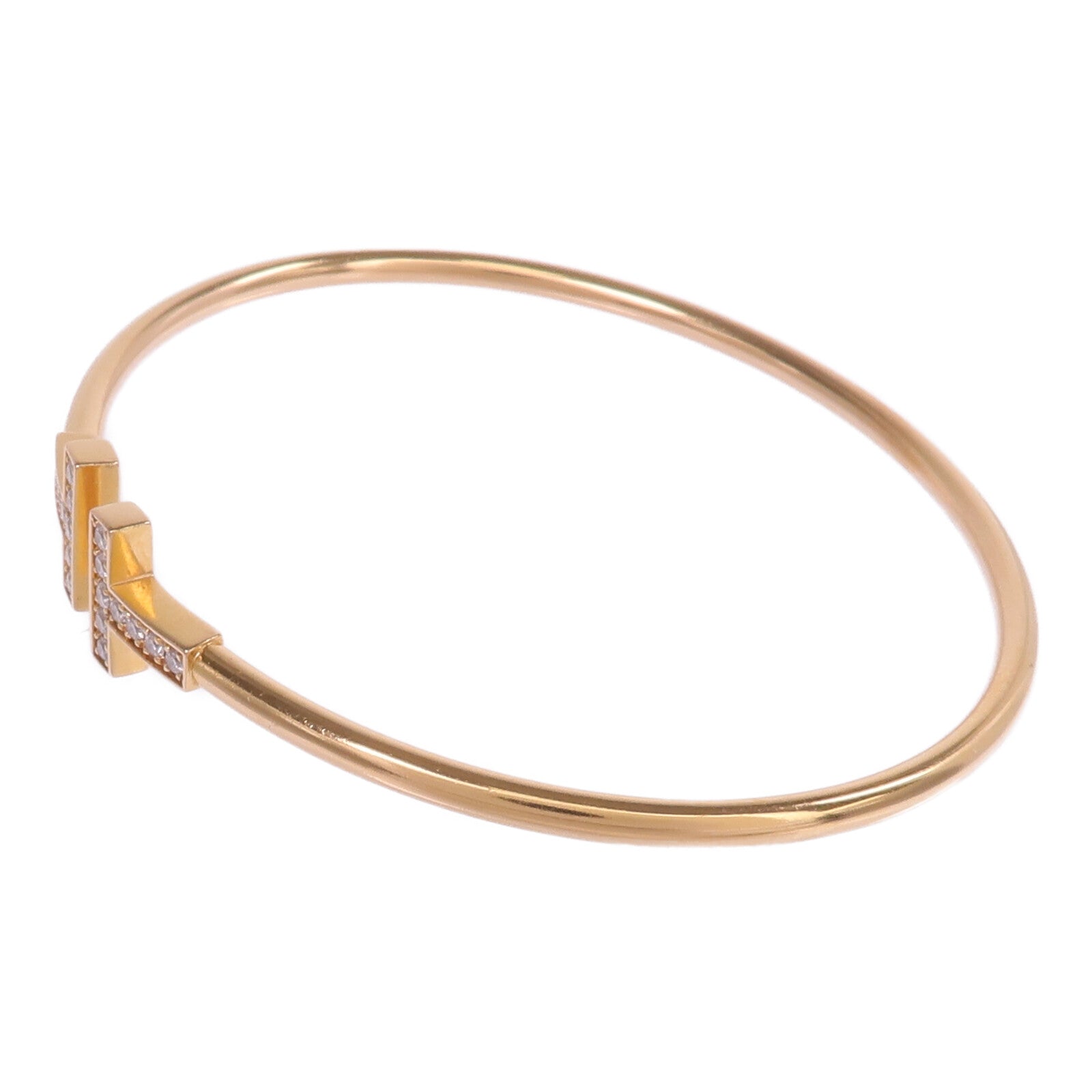 TIFFANY＆CO 18K玫瑰金T Diamond Wire Bracelet鑽石手鐲