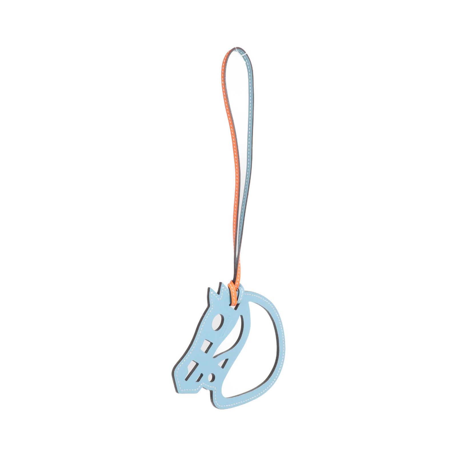 HERMES Swift皮革Horse Charm掛飾Plomb/Orange Poppy
