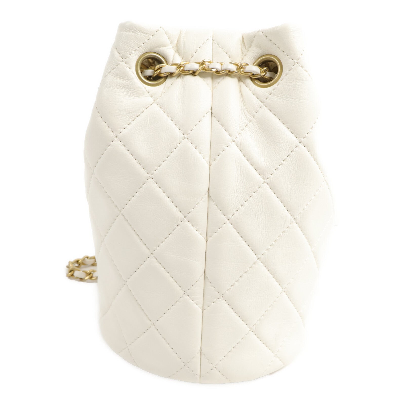 CHANEL 羊皮皮革Drawstring Bucket Bag Pearl Crush鏈帶肩背袋