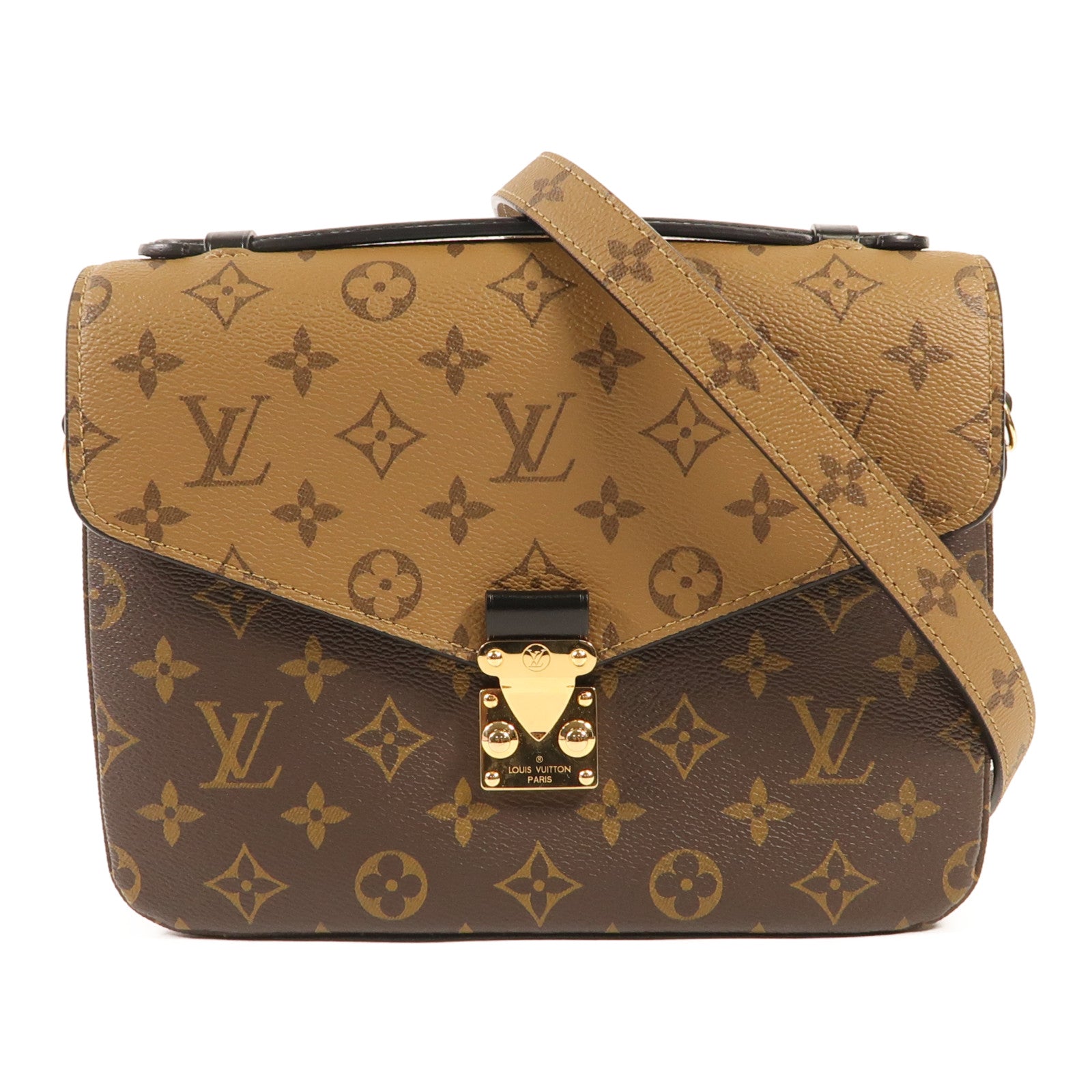 LOUIS VUITTON Monogram Reverse Pochette Metis金扣手挽肩背兩用袋