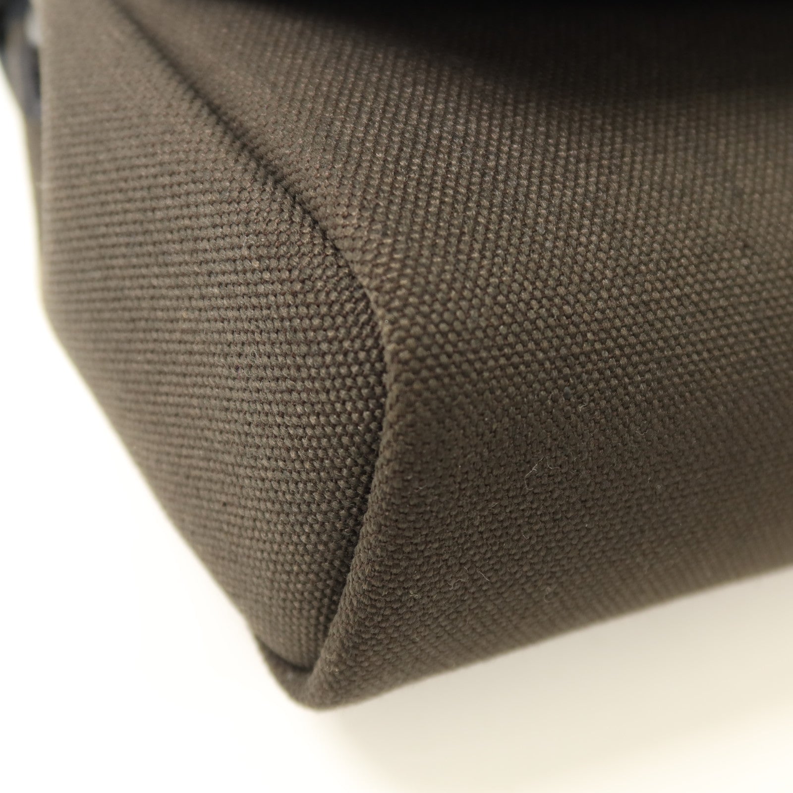 HERMES 帆布Mini Herbag銀扣肩背袋Vert de Gris/Noir