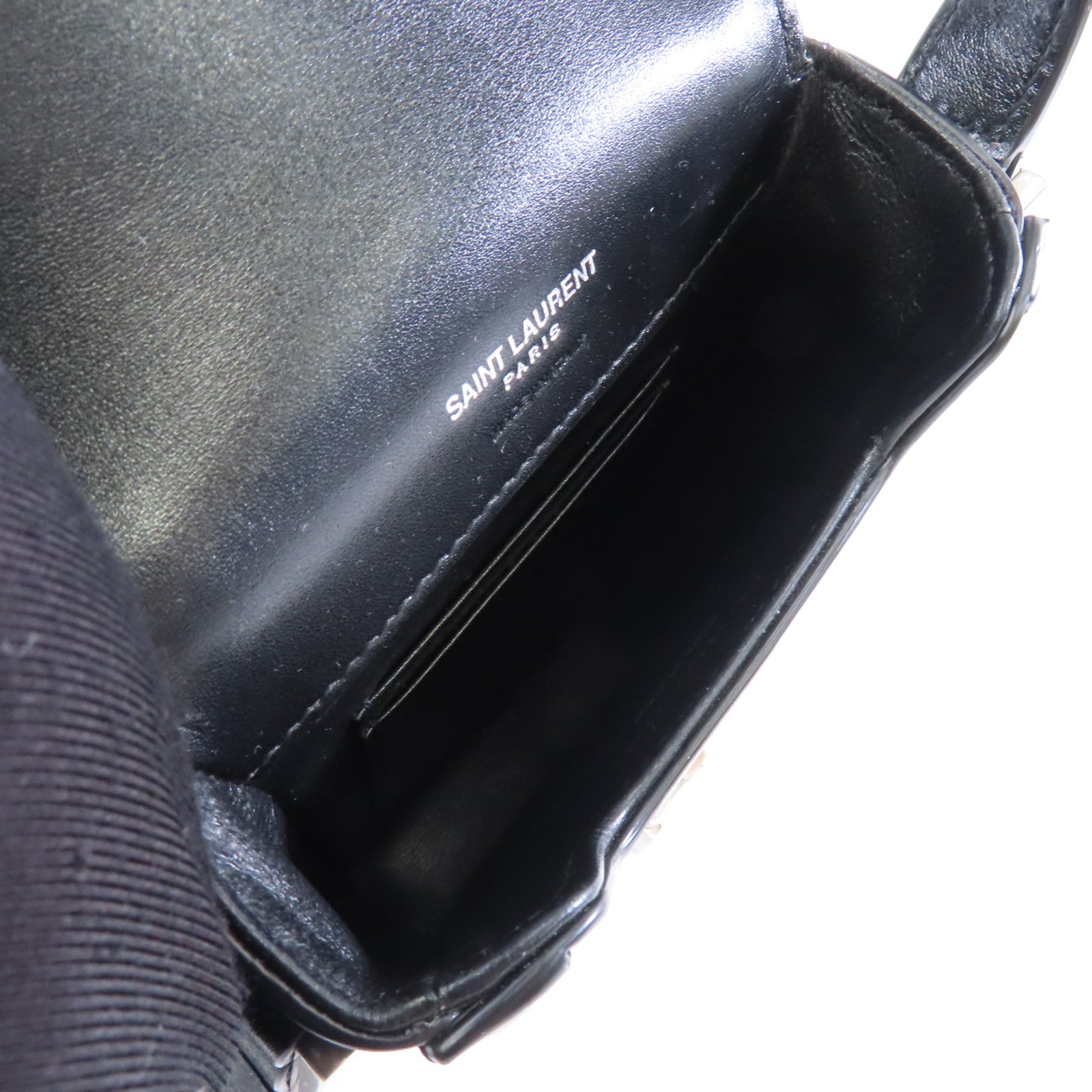 SAINT LAURENT 牛皮皮革Solferino Bag銀扣肩背袋黑色