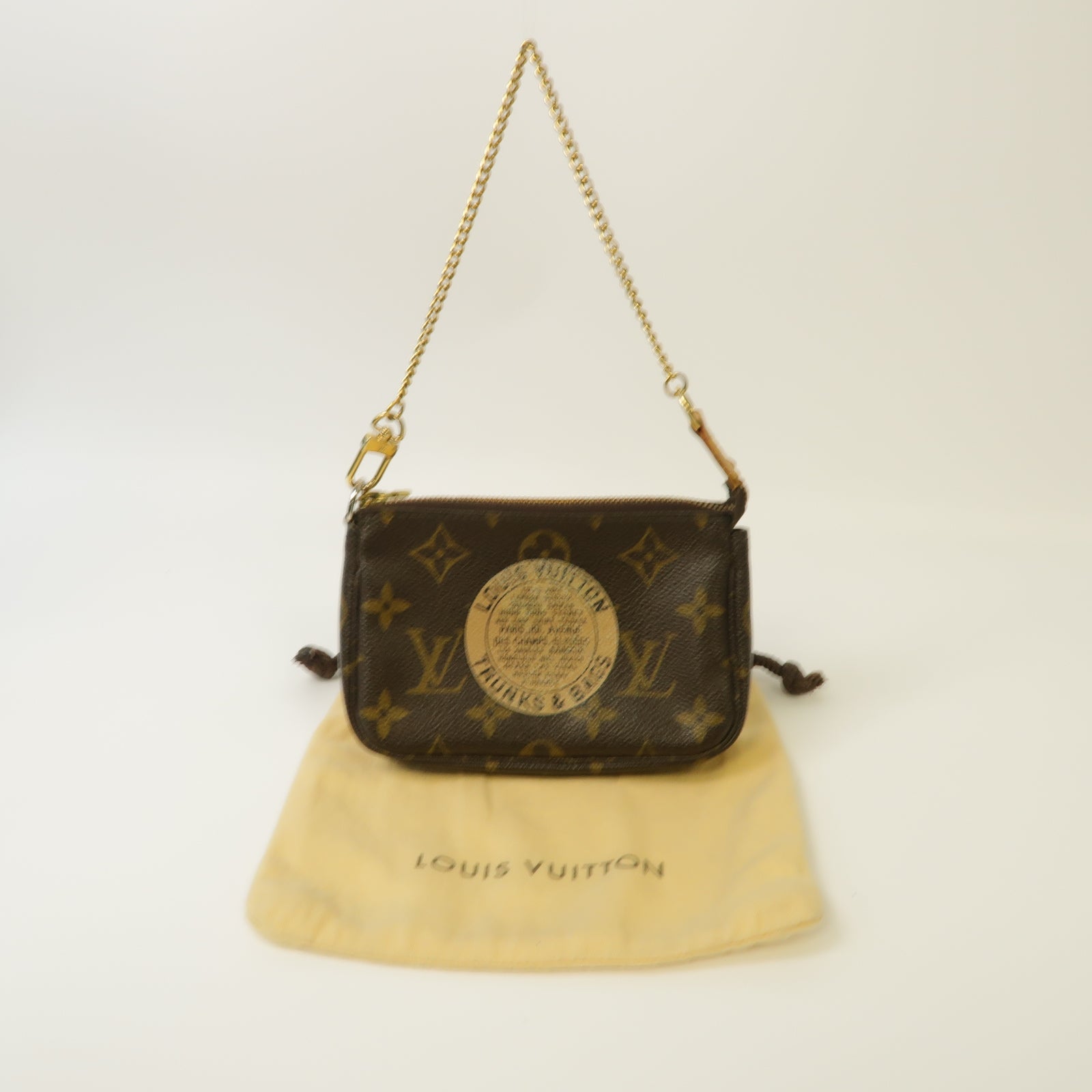 LOUIS VUITTON 【激減優惠】Monogram Mini Pochette Accessoires金扣手拿包啡色
