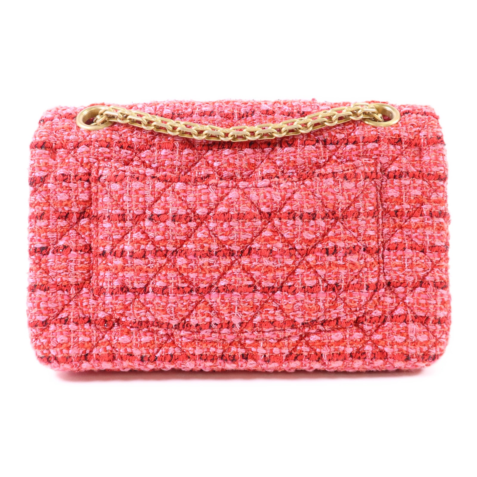 CHANEL 斜紋軟呢Mini Reissue 2.55金扣鏈帶肩背袋