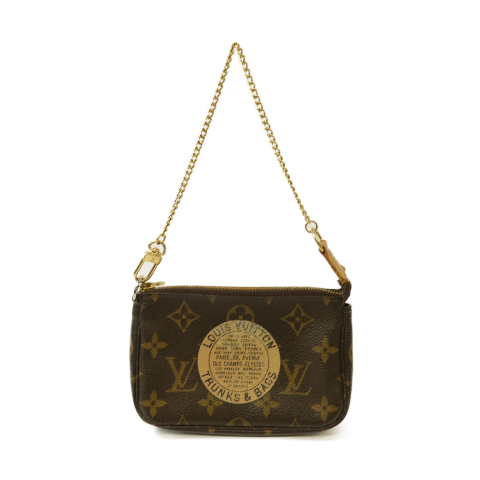 LOUIS VUITTON 【激減優惠】Monogram Mini Pochette Accessoires金扣手拿包啡色