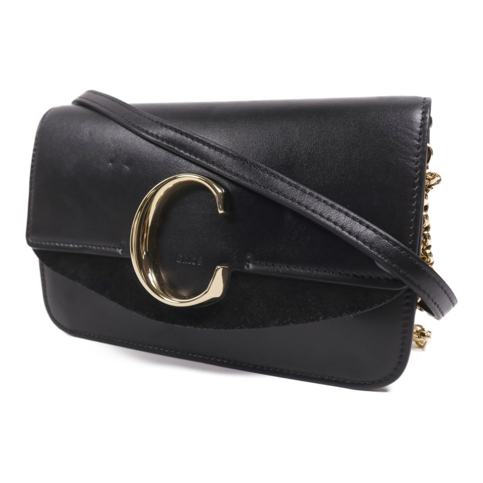Chloe 牛皮皮革C Bag金扣鏈帶肩背袋
