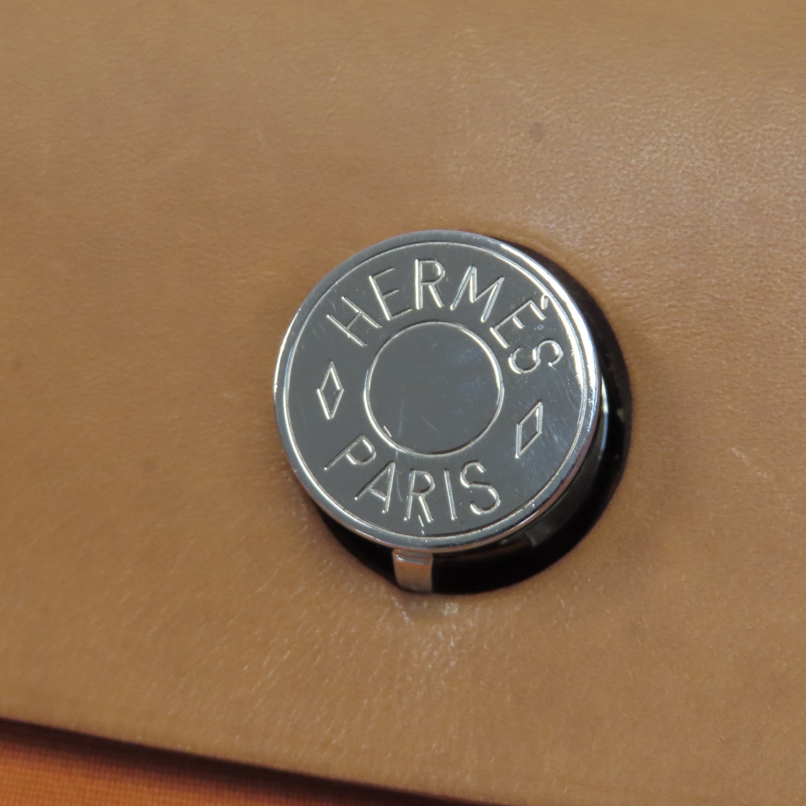 HERMES 帆布Herbag PM銀扣手挽肩背兩用袋橙色