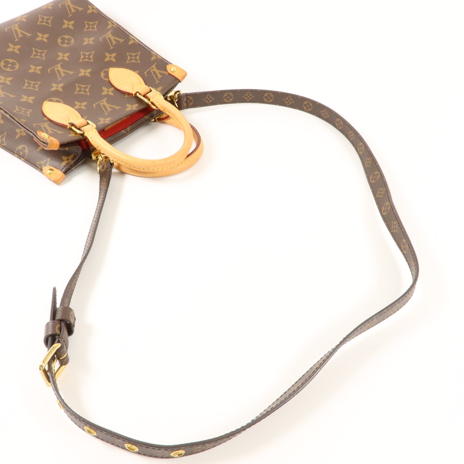 LOUIS VUITTON Monogram Sac Plat BB金扣手挽肩背兩用袋