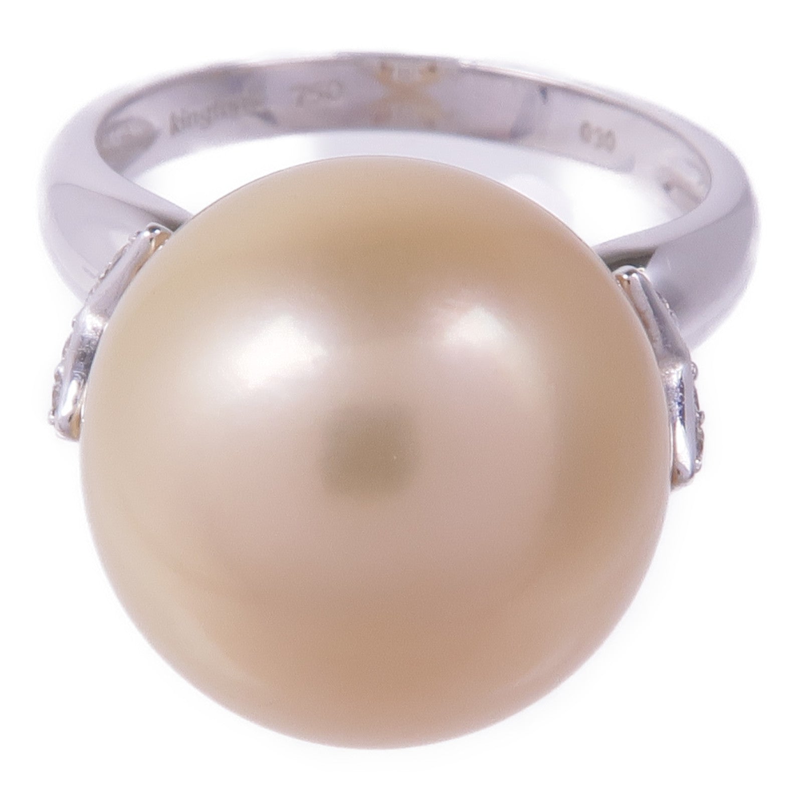 JEWELRY 18K白金Pearl Diamond Ring珍珠鑽石戒指US#6