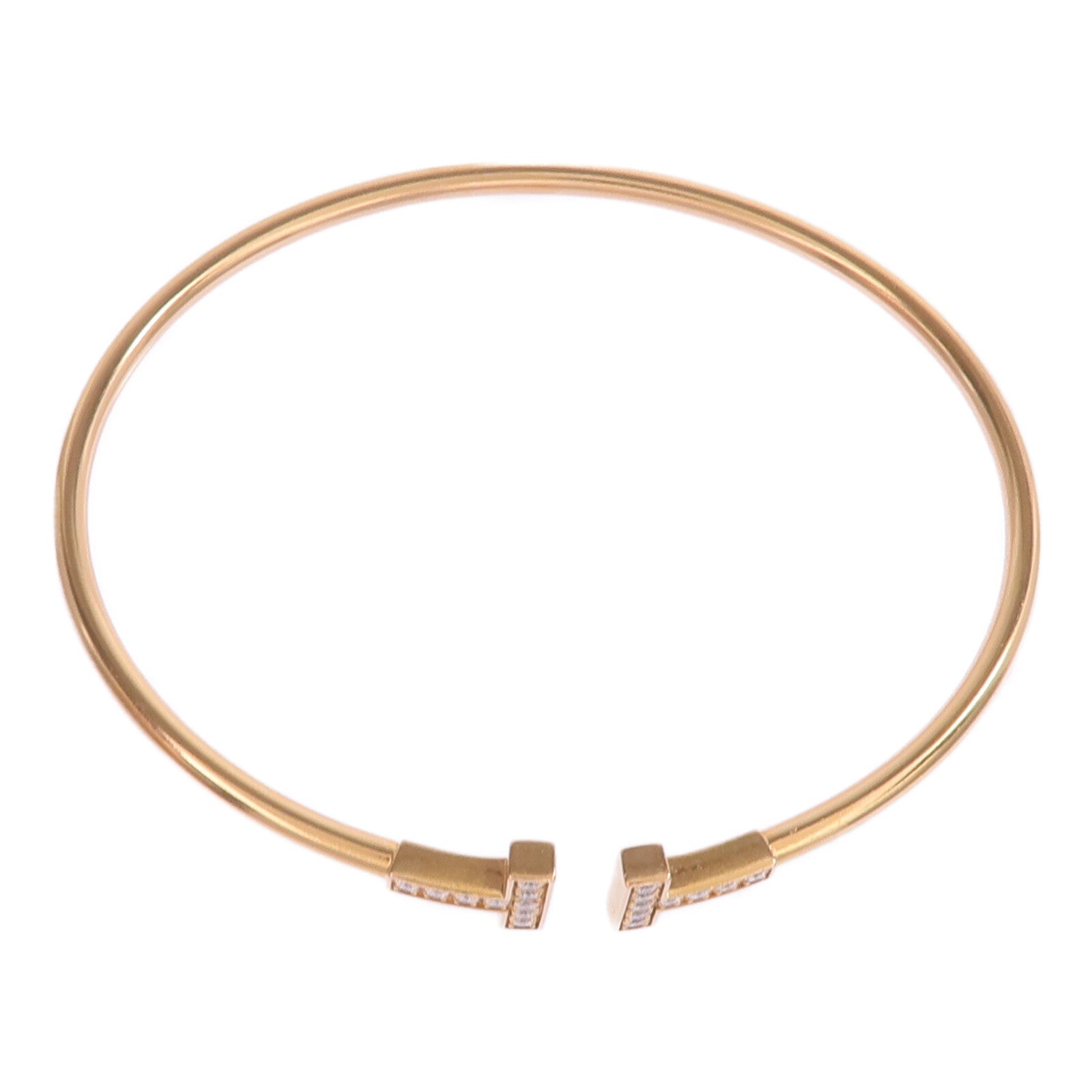 TIFFANY＆CO 18K玫瑰金T Diamond Wire Bracelet鑽石手鐲