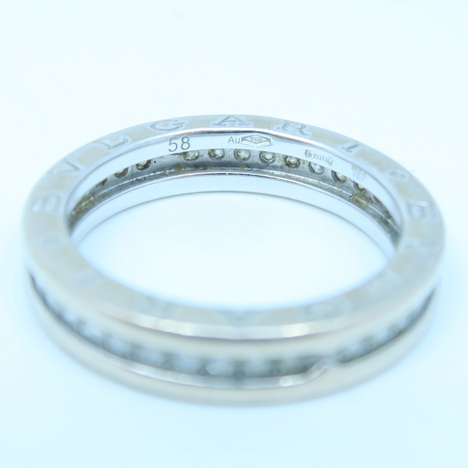 BVLGARI 18K White Gold B-zero1 Diamond0.40ct Diamond Ring US#8.0
