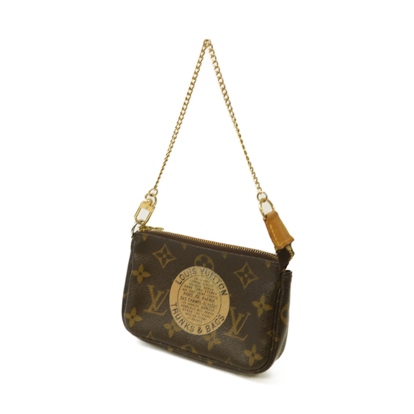 LOUIS VUITTON 【激減優惠】Monogram Mini Pochette Accessoires金扣手拿包啡色