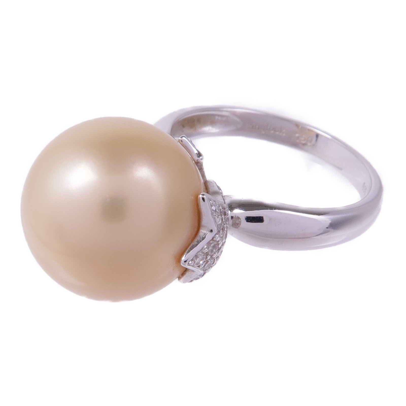 JEWELRY 18K白金Pearl Diamond Ring珍珠鑽石戒指US#6