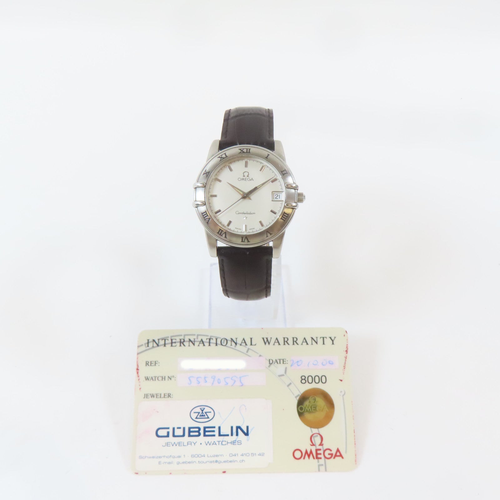OMEGA Constellation不鏽鋼手錶石英機芯白色#18.25cm