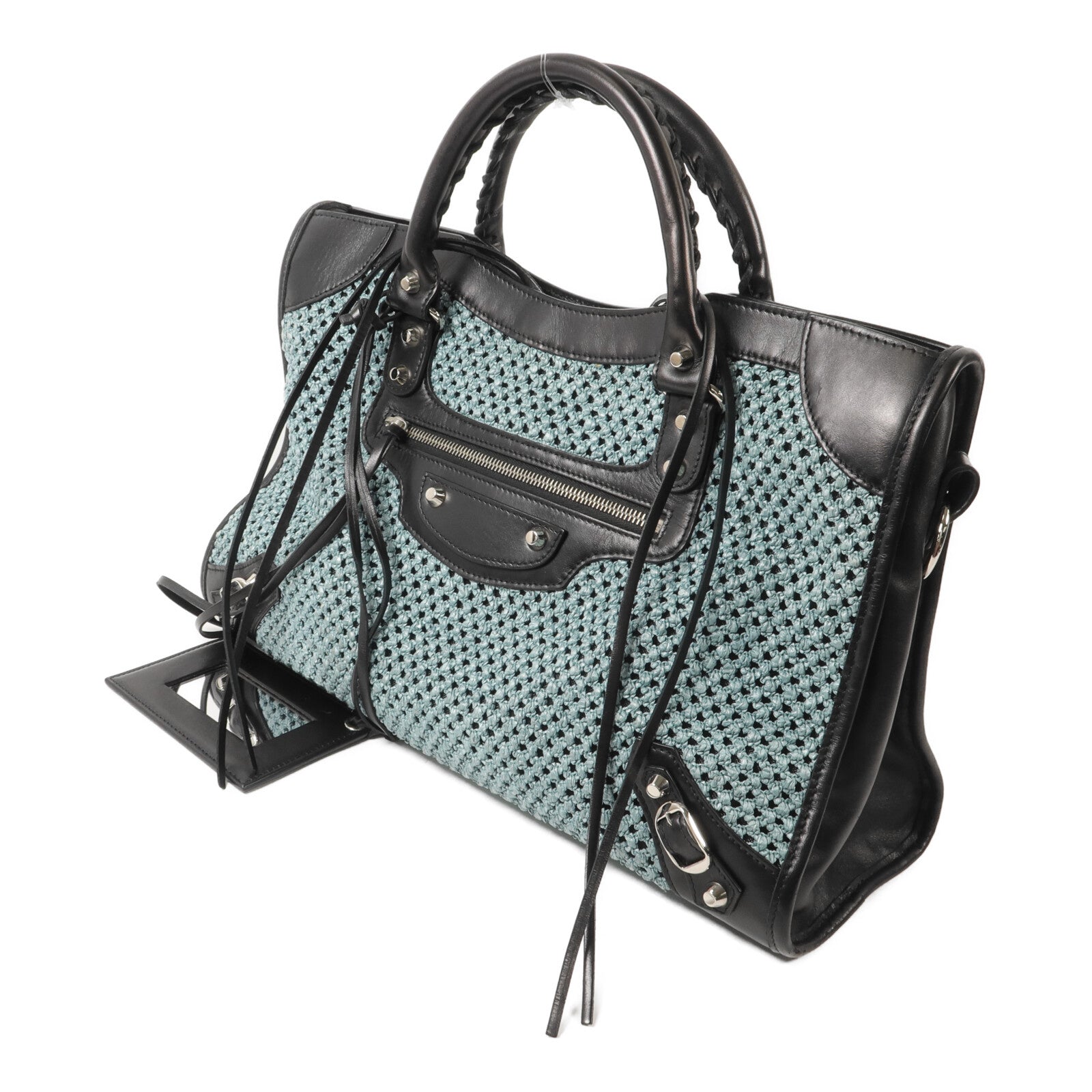 BALENCIAGA 牛皮皮革/Raffia Neo Classic City手挽肩背兩用袋