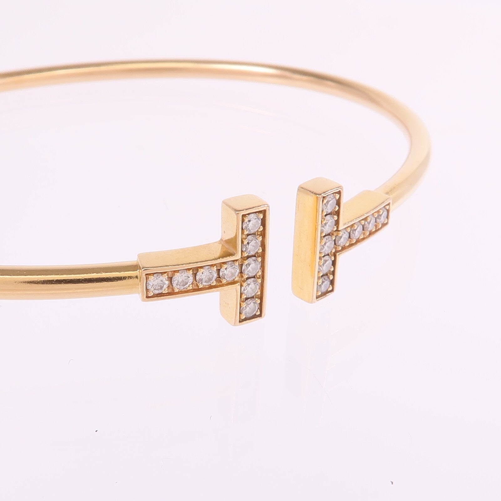 TIFFANY＆CO 18K玫瑰金T Diamond Wire Bracelet鑽石手鐲