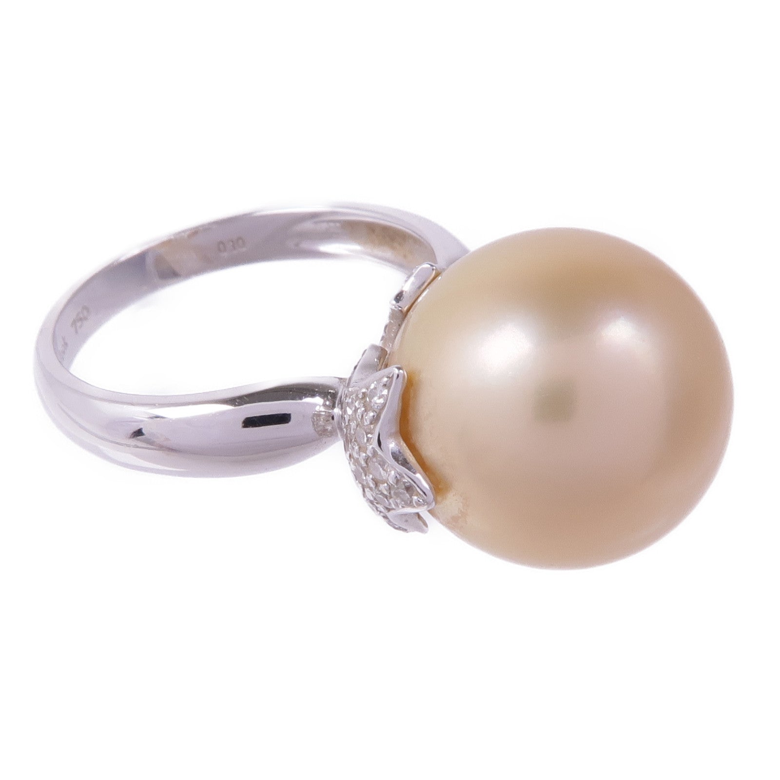 JEWELRY 18K白金Pearl Diamond Ring珍珠鑽石戒指US#6