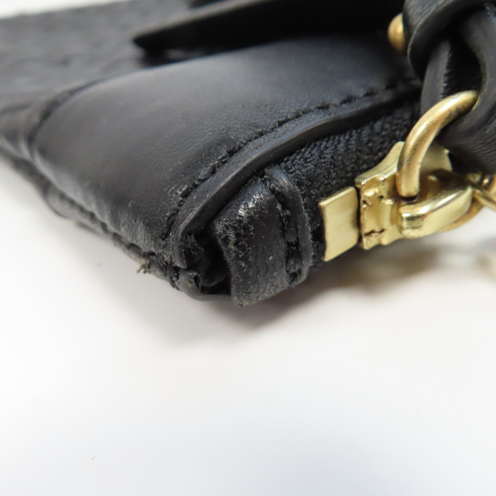 Tory Burch 【激減優惠】牛皮皮革Pouch金扣手拿包黑色