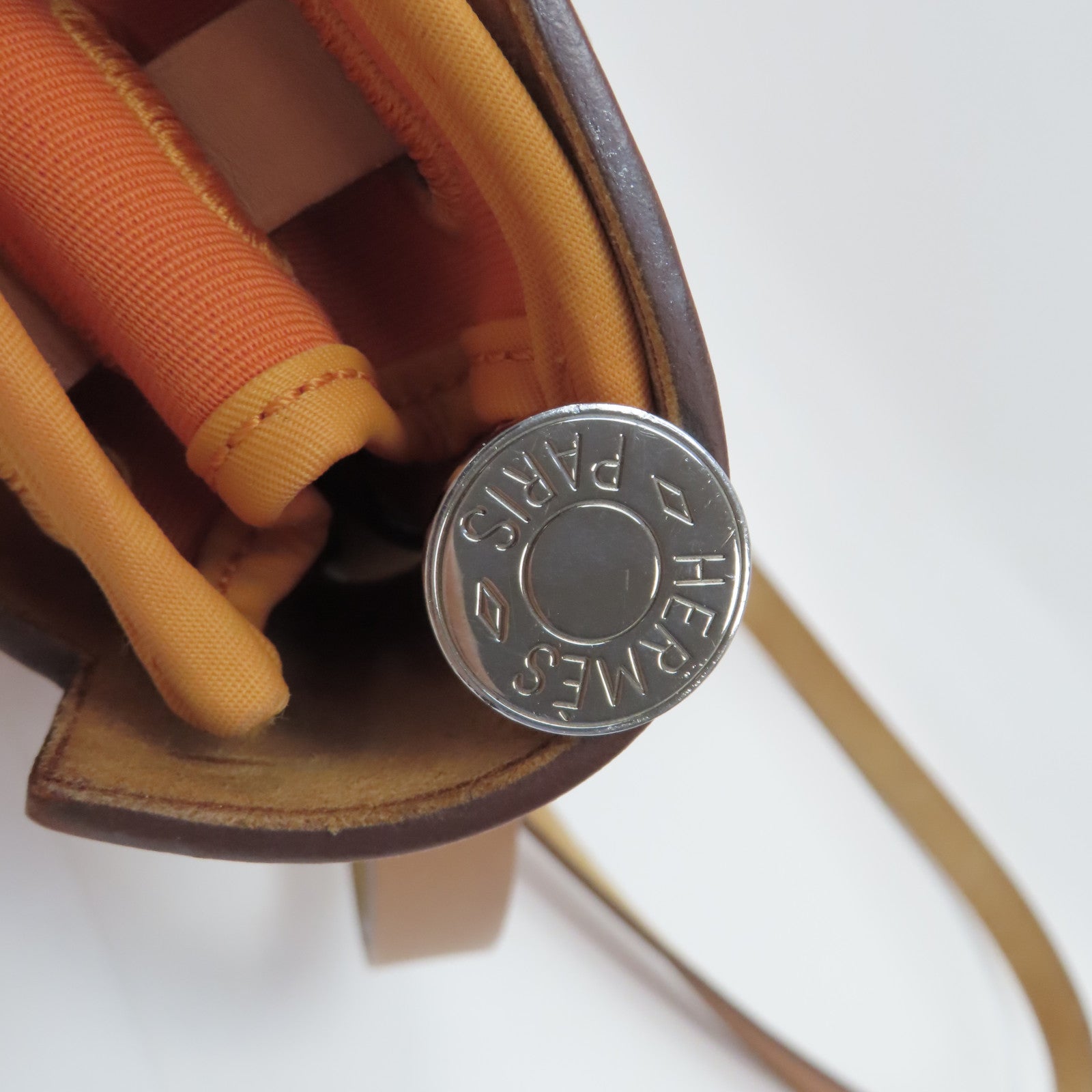 HERMES 帆布Herbag PM銀扣手挽肩背兩用袋橙色