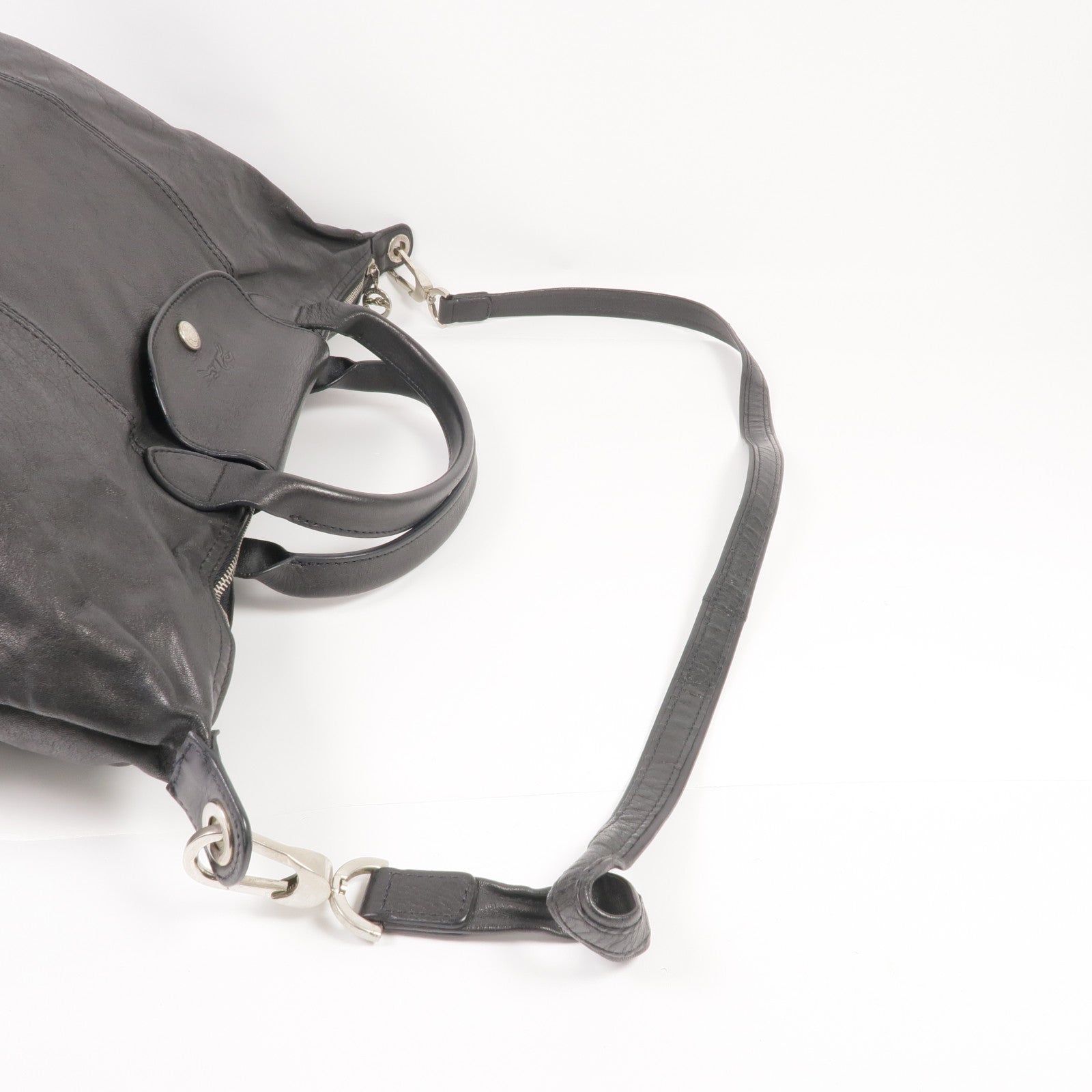 Longchamp 牛皮皮革2 Way Shoulder銀扣手挽肩背兩用袋