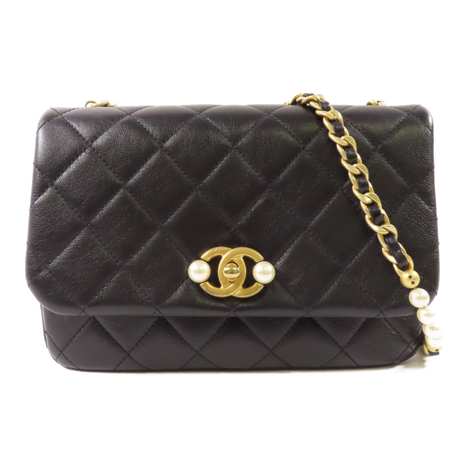 CHANEL 【激減優惠】牛皮皮革Chain Shoulder金扣鏈帶肩背袋