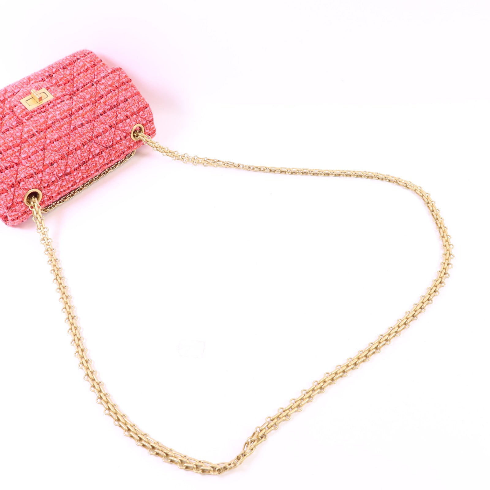 CHANEL 斜紋軟呢Mini Reissue 2.55金扣鏈帶肩背袋