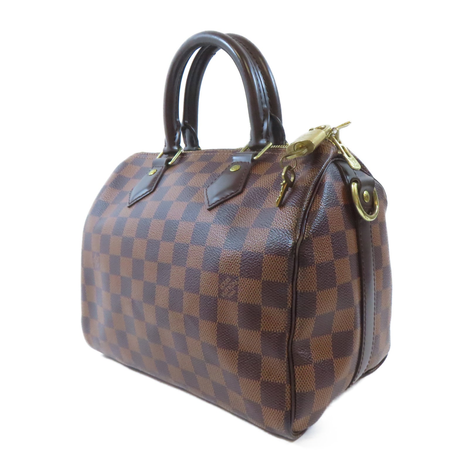 LOUIS VUITTON Damier Speedy Bandouliere 25金扣手挽肩背兩用袋啡色