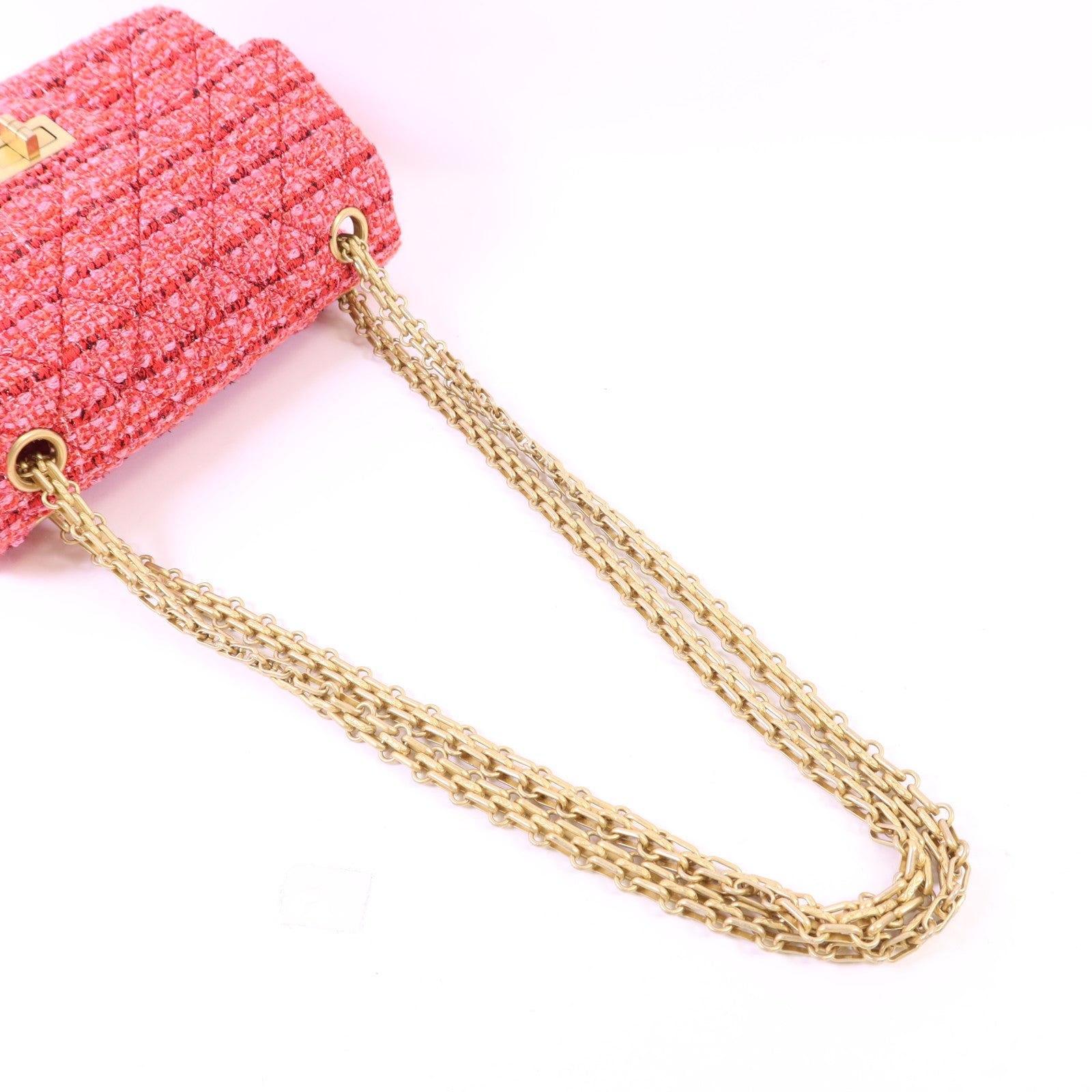 CHANEL 斜紋軟呢Mini Reissue 2.55金扣鏈帶肩背袋