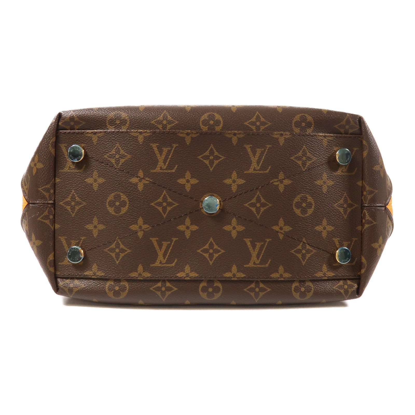 LOUIS VUITTON Monogram/鴕鳥皮革Hand Bag金扣手挽袋
