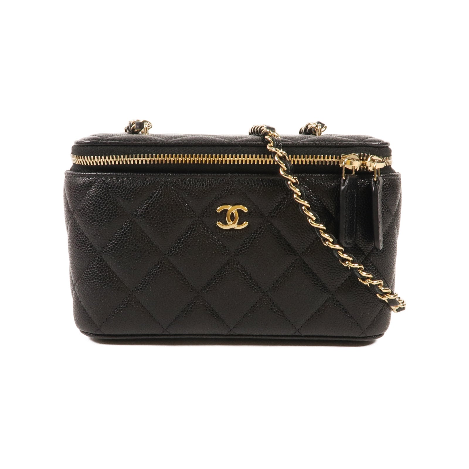 CHANEL 牛皮皮革Chain Shoulder金扣鏈帶肩背袋