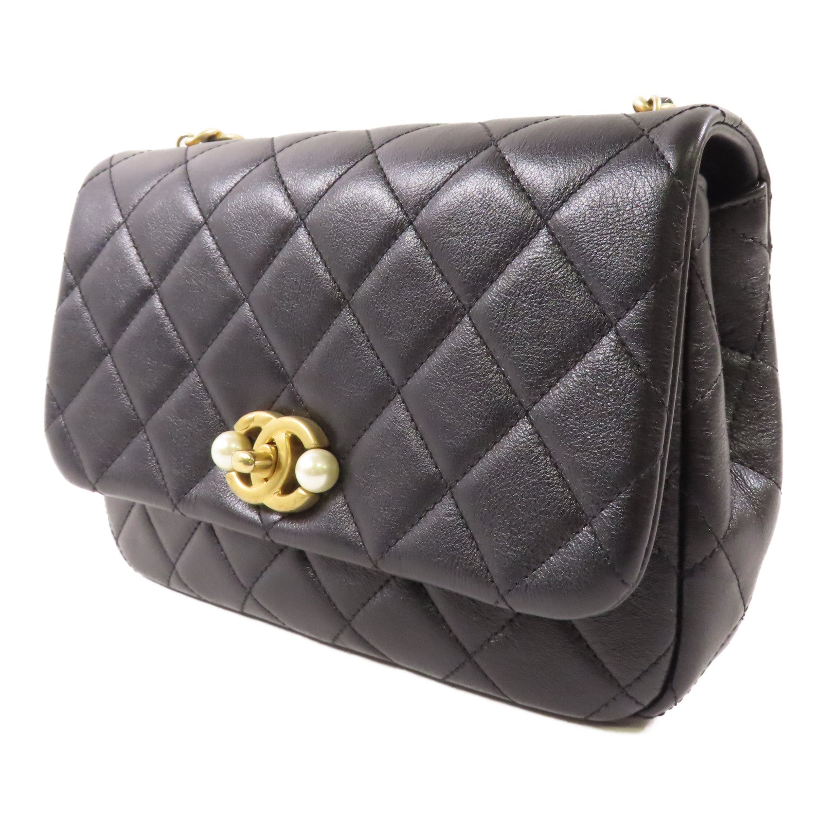 CHANEL 【激減優惠】牛皮皮革Chain Shoulder金扣鏈帶肩背袋