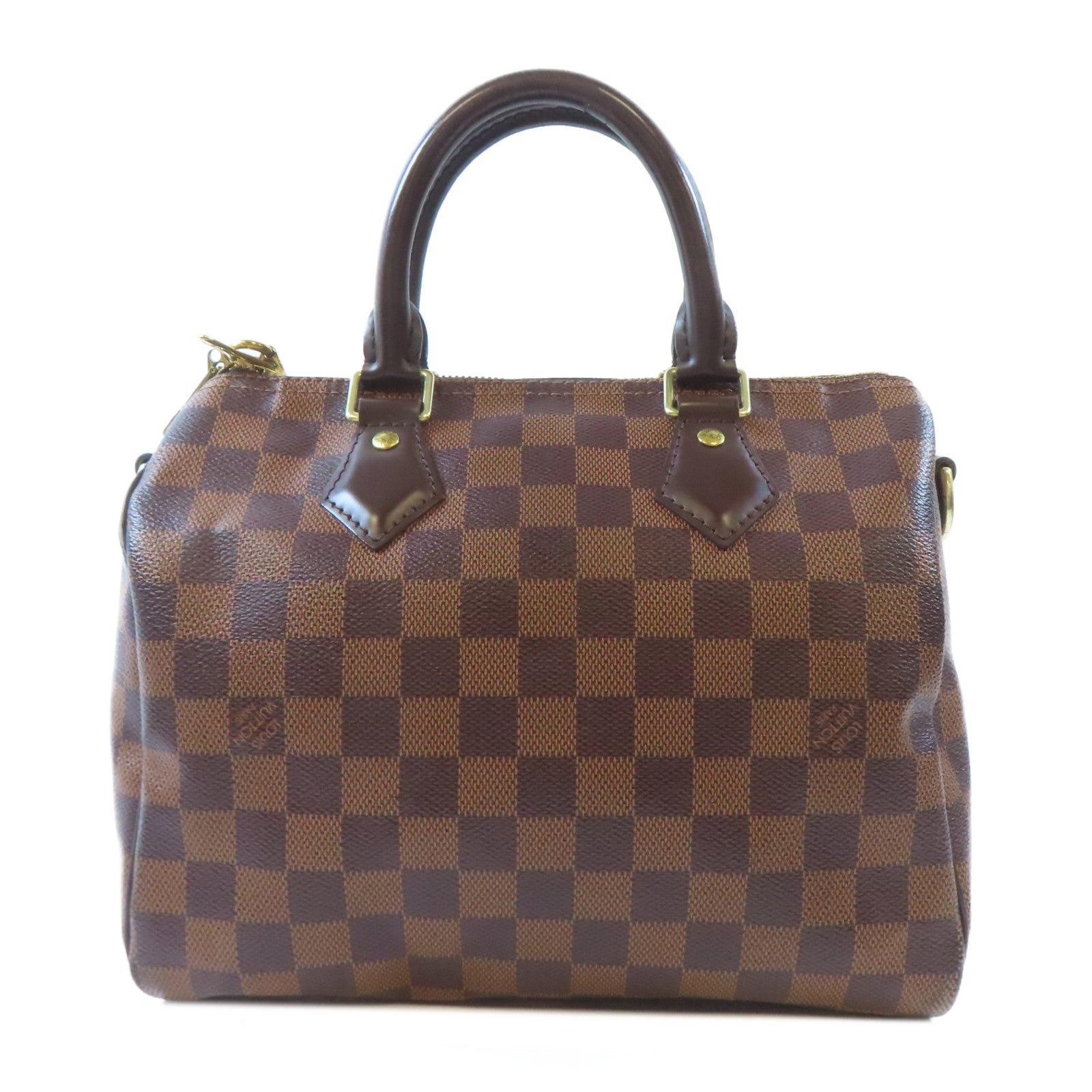 LOUIS VUITTON Damier Speedy Bandouliere 25金扣手挽肩背兩用袋啡色