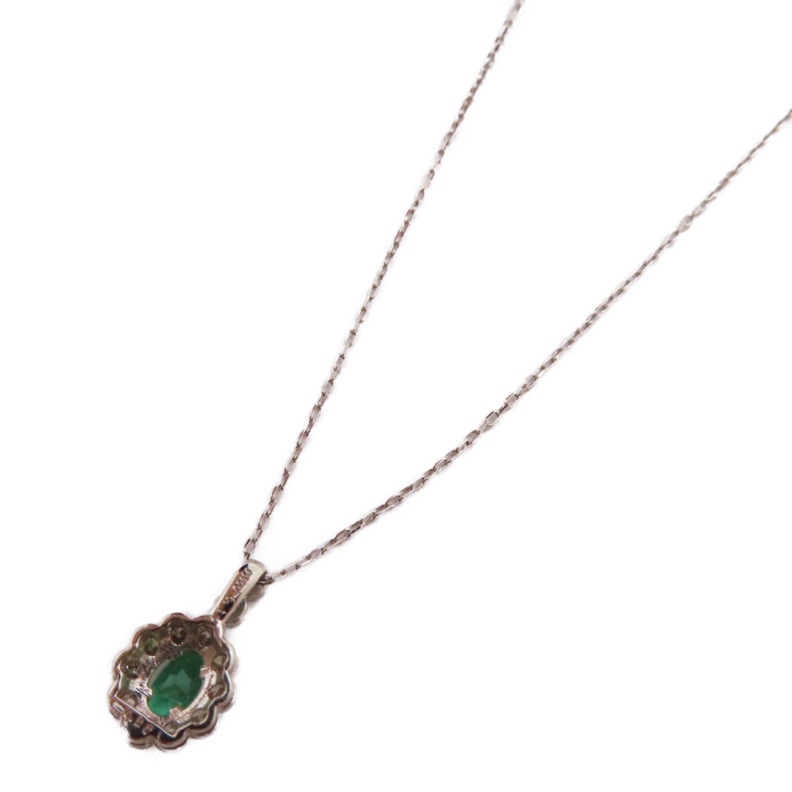 JEWELRY PT900鉑金Emerald Diamond Necklace 0.27ct綠寶石/0.10ct鑽石項鍊