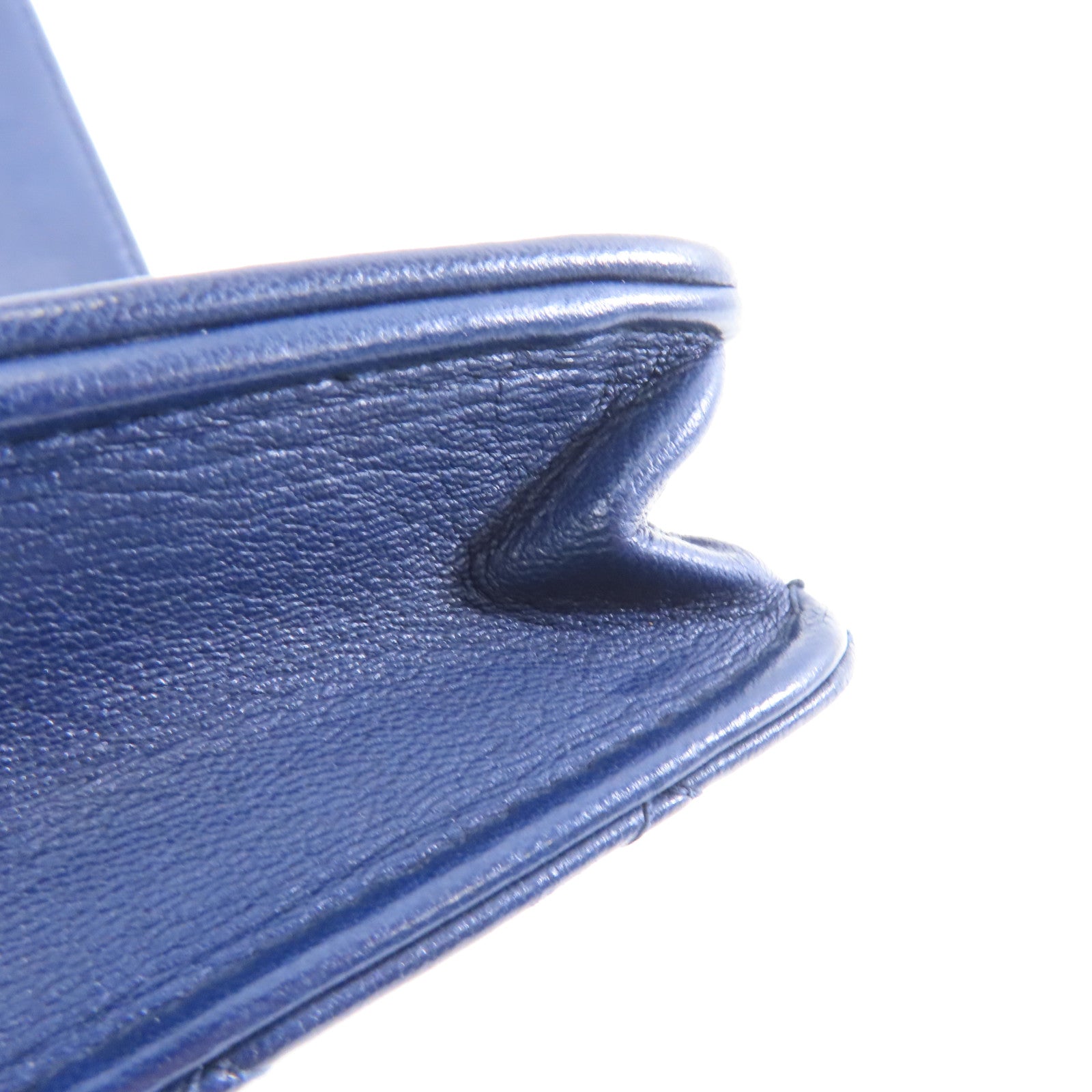 CHANEL 【激減優惠】菱格皮革Wallet On Chain銀扣鏈帶肩背袋深藍色