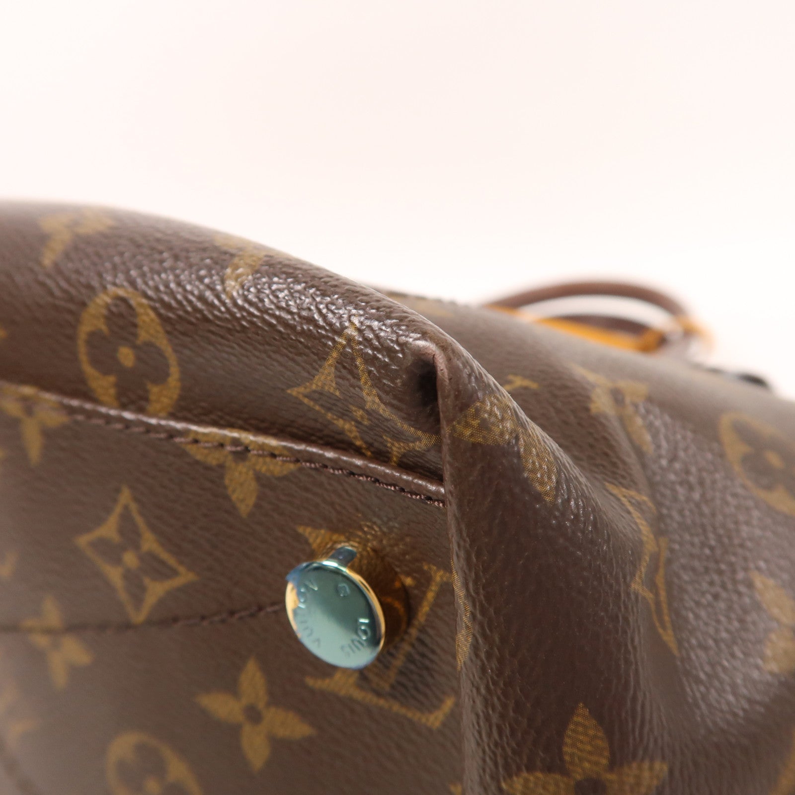 LOUIS VUITTON Monogram/鴕鳥皮革Hand Bag金扣手挽袋