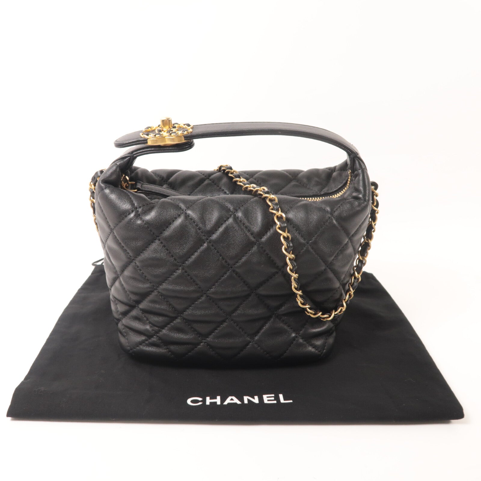 CHANEL 羊皮皮革Small Hobo鏈帶肩背袋