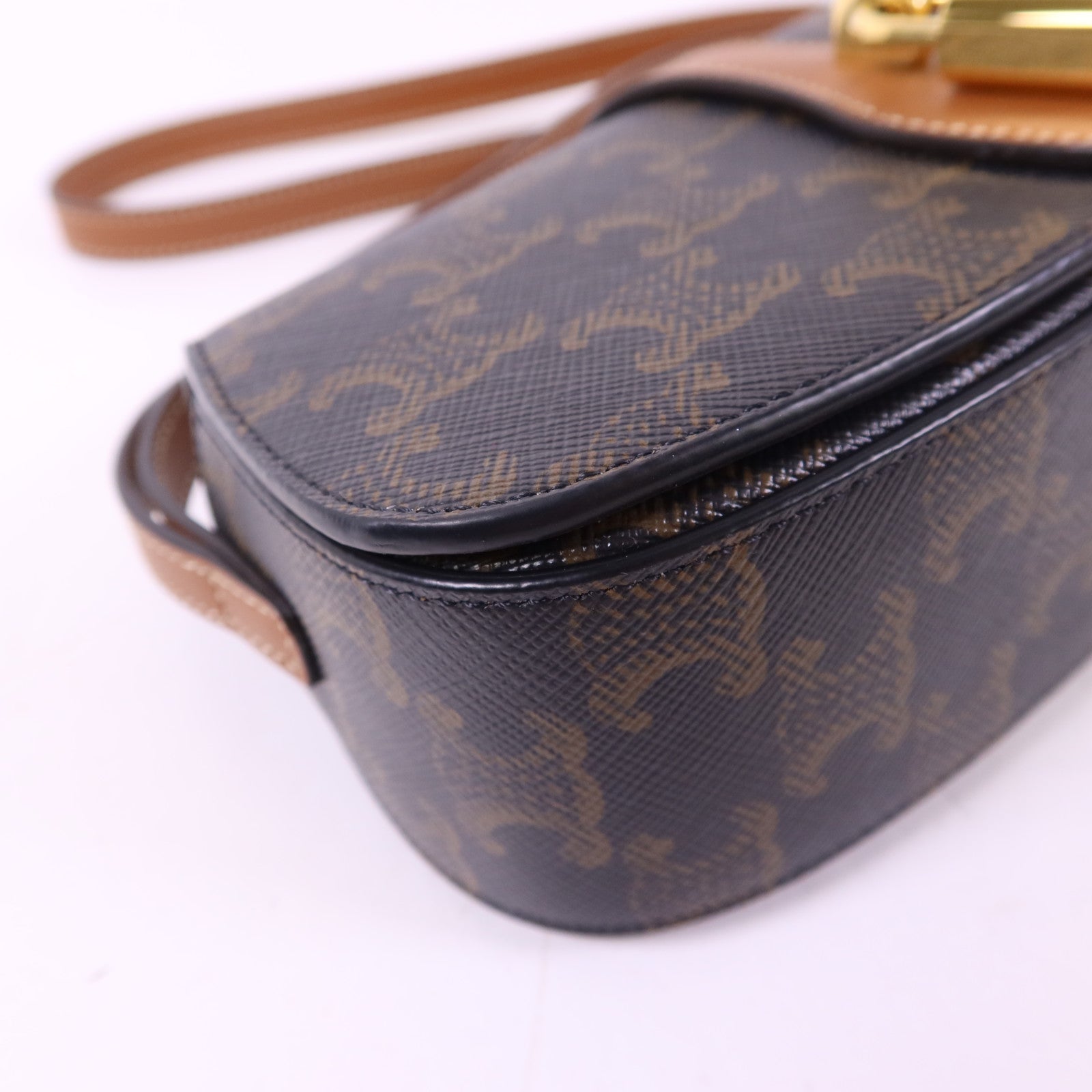 CELINE 塗層帆布Clutch On Strap Bag金扣手挽肩背兩用袋