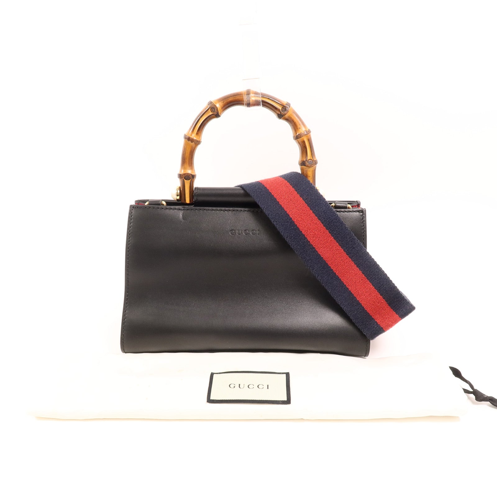 GUCCI 牛皮皮革Bamboo Nymphaea手挽肩背兩用袋