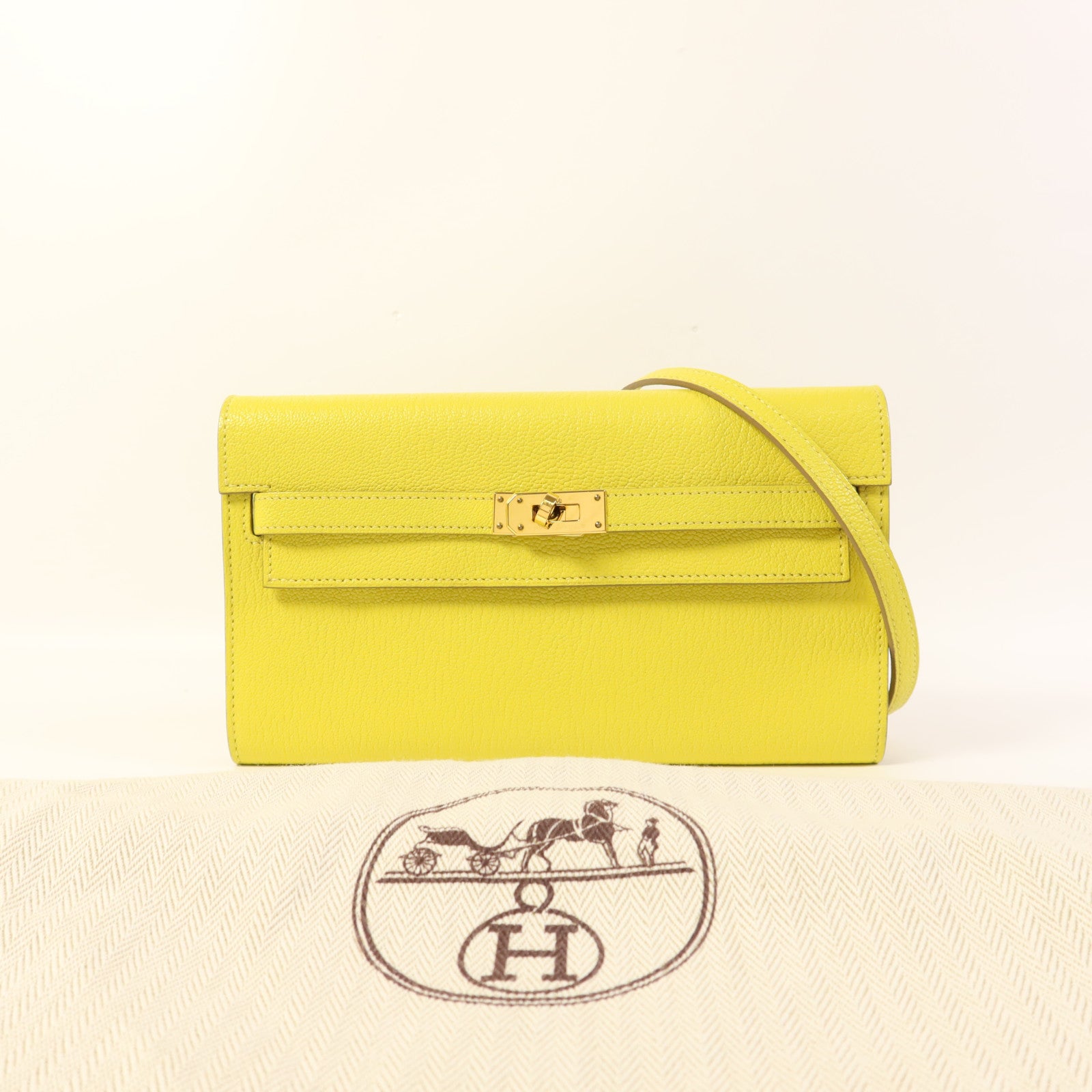 HERMES Chevre皮革Kelly To Go金扣肩背袋Lime