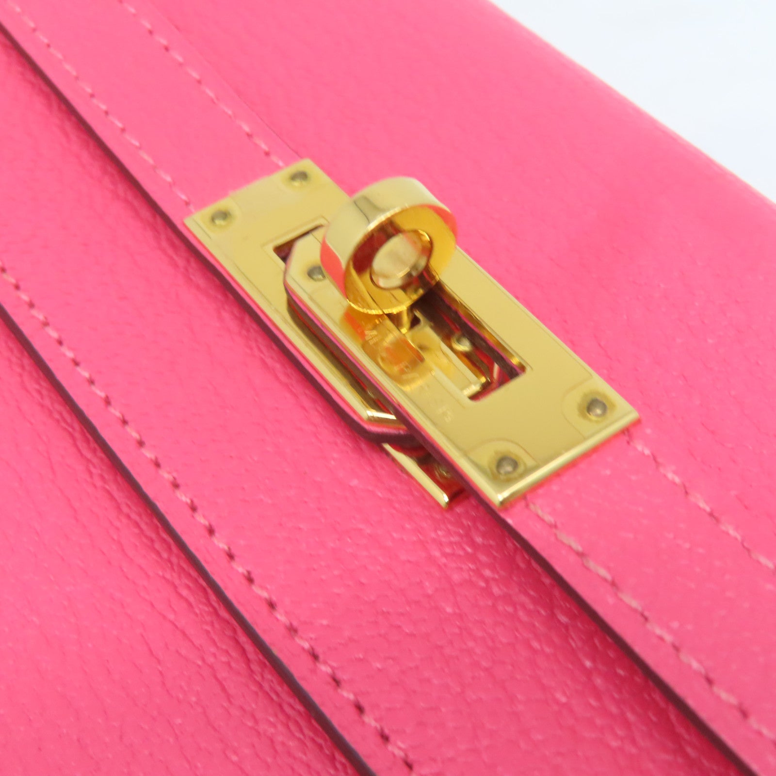 HERMES 【激減優惠】Chevre皮革Kelly Wallet金扣長錢包糖果紅色