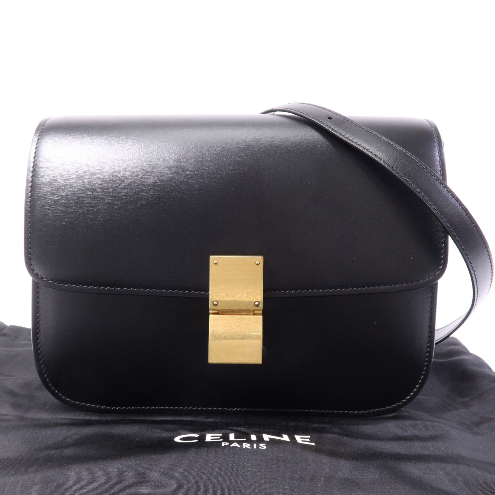 CELINE 牛皮皮革Classic Box金扣肩背袋