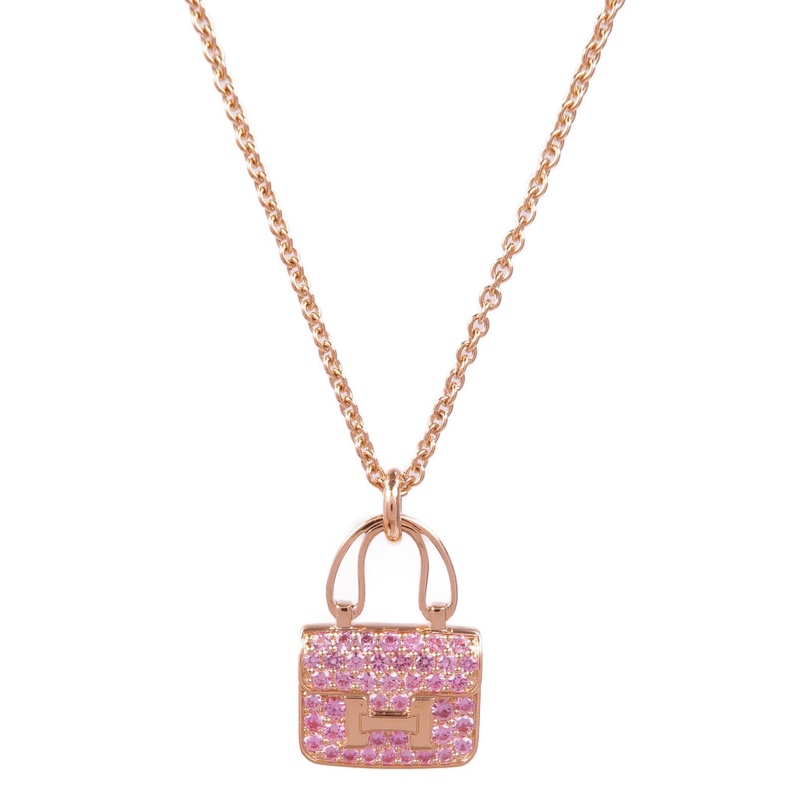 HERMES 【激減優惠】18K玫瑰金Amulettes Constance Pendant粉紅色藍寶石吊墜